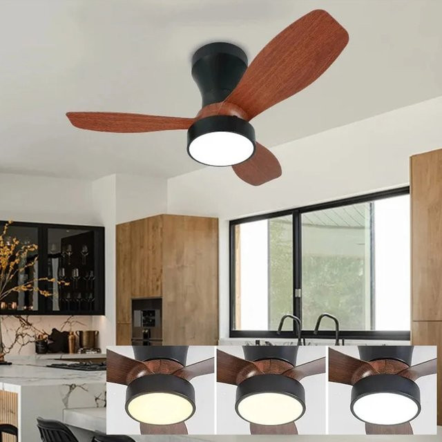 VENUSWING Deckenventilator im nordischen Stil mit Fernbedienung, 3 Geschwindigkeiten und CCT-Farblicht, Weiß - Bild 1