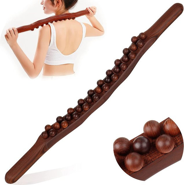 JWWMMJ Holz Massagegerät, Lymphdrainage Gua Sha Werkzeug, 31 Perlen - Bild 1