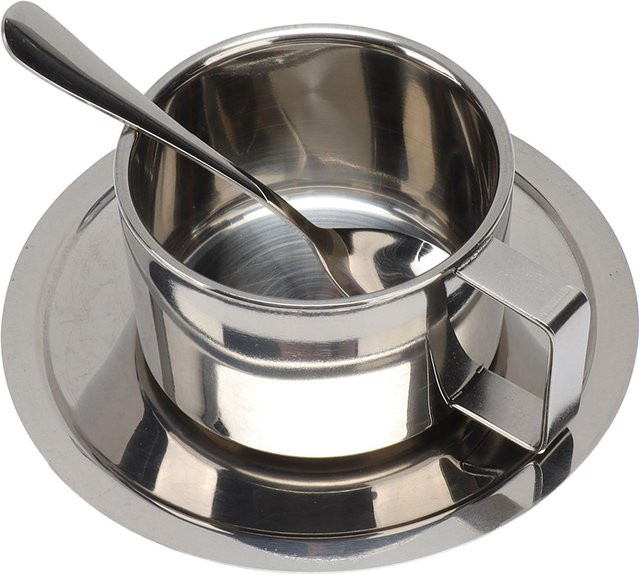CosyHome Kaffeetassen-Set aus doppelwandigem Edelstahl in Grau/Silber für Latte, Cappuccino und Tee - Bild 1