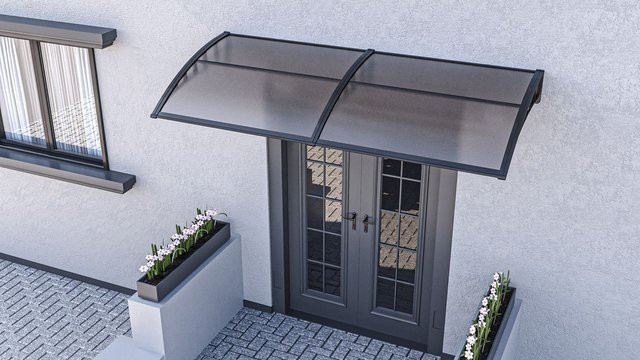 Brosplast Hauseingang Vordach aus Aluminium in Schwarz B/H/L: 240 x 23 x 105 cm - Bild 1