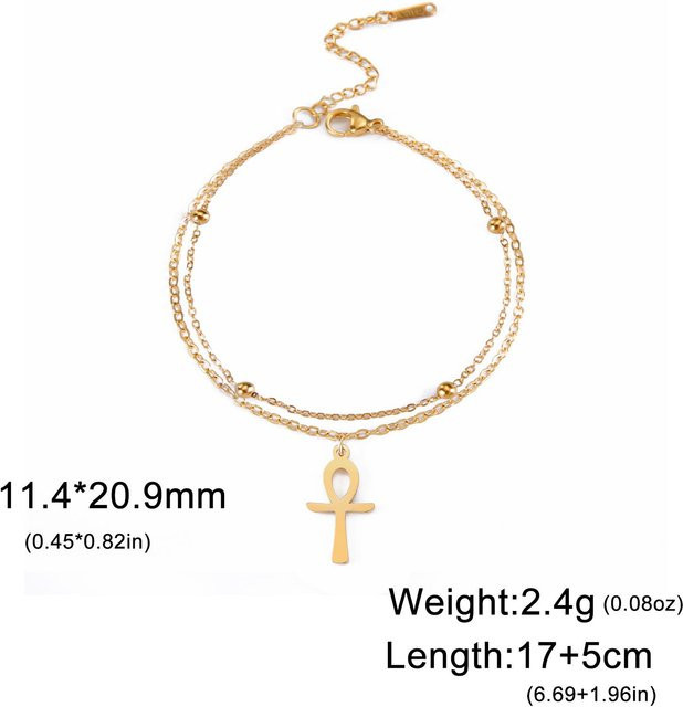 Fußkettchen Edelstahl, Ägypten Ankh Kreuz, Damen - Bild 1