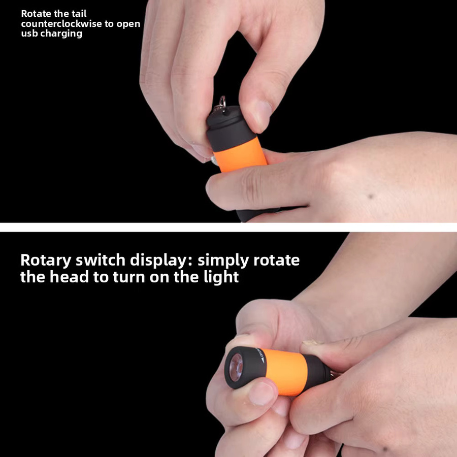 Hersteller Direct Batch Mini-Taschenlampe mit LED und USB-Aufladung als praktischer Schlüsselanhänger aus Kunststoff - Bild 4