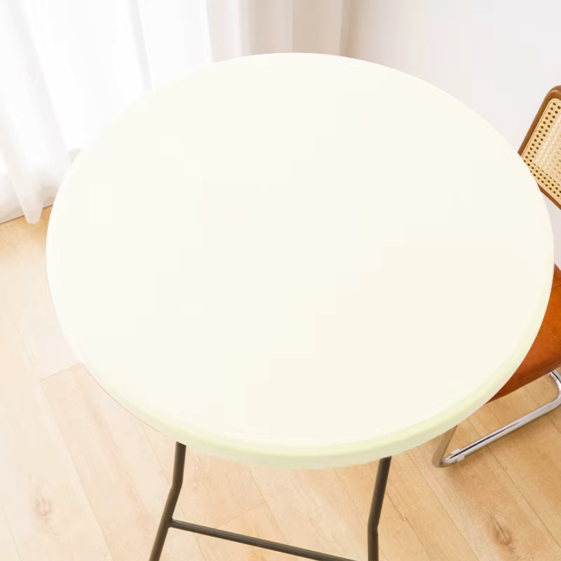 EVENTSDECOR Runde Spandex-Stretch-Tischdecke für Cocktail-Tische, elastische Tischabdeckung für Hochzeit und Party, Beige oder Weiß - Bild 1