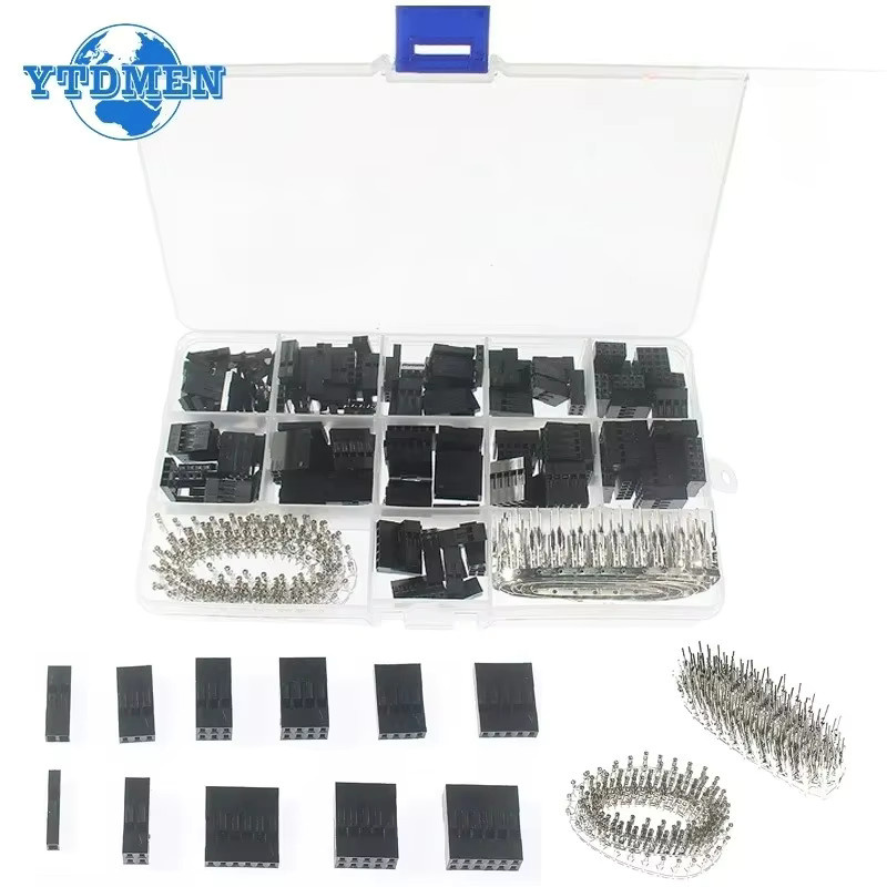 YTDMEN Dupont Jumper Pin Header Kit mit 620 Teilen, 2,54mm, Männliche und Weibliche Crimp Pins und Gehäuse, Schwarz - Bild 2