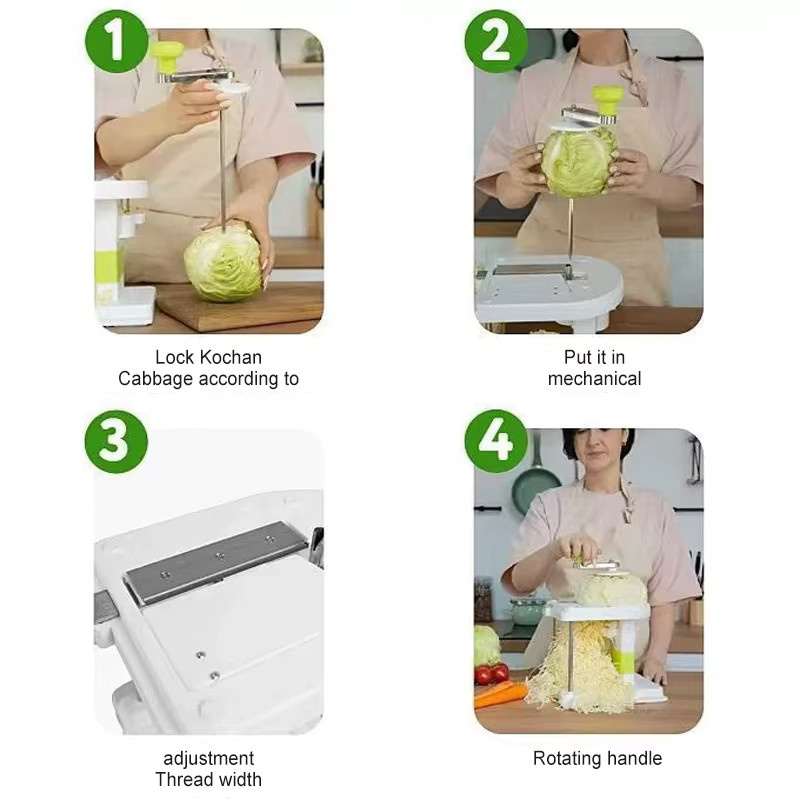 Manueller Kohlreibe und Gemüseschneider in Weiß mit Handkurbel für Salat und Sauerkraut, B/T/H: 30,0 x 24,0 x 0,0 cm - Bild 3