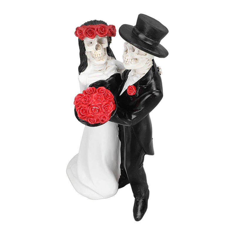 Tanzendes Skelettpaar als Hochzeitsfiguren von OutsideWorld in Schwarz und Weiß aus Kunstharz für Halloween und romantische Anlässe - Bild 6