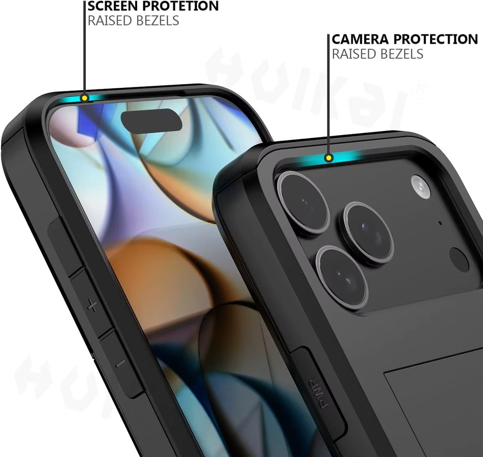 Robuste Schutzhülle für Apple iPhone 17 Pro Max 16 Pro Max 15 14 13 12 mit Kartenfach und Schiebefach in Schwarz oder Grün - Bild 2