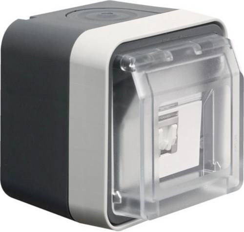 Hager WNC226 Telefondose für Ethernet/LAN, Aufputzmontage, Weiß/Transparent, IP55 - Bild 1