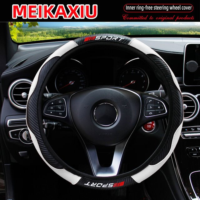 MEIKAXIU Lenkradbezug in Rot im Carbon-Design aus dehnbarem Material für dein Auto-Interieur - Bild 1