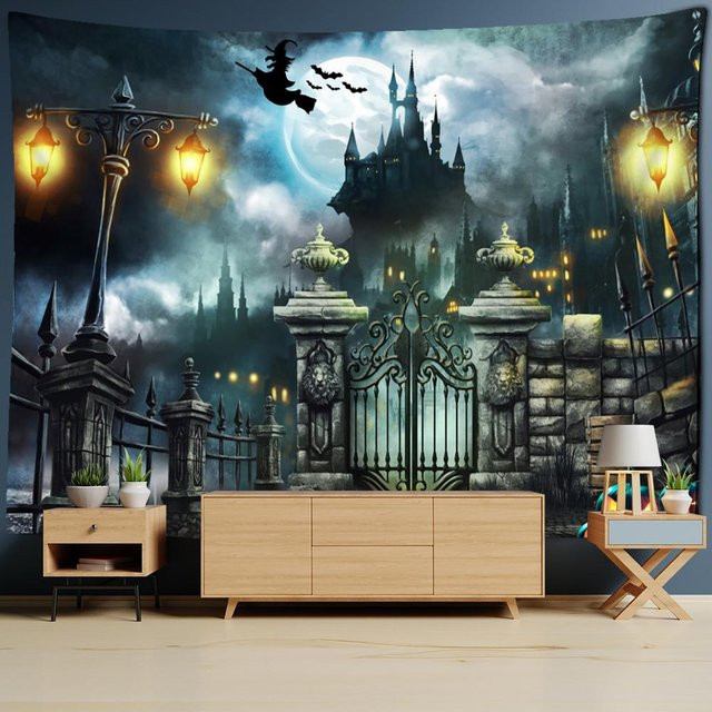 Horror Wizard Gitarre Wandteppich Super Six, Psychedelic Hexerei Tapisserie in Grau und Multicolour, B x H: 95 x 70 cm - Bild 1