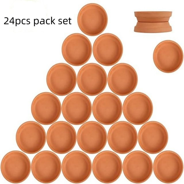 24 Stück Terra Cotta Pflanzenschalen aus Ton in Braun für 2 bis 3 Zoll Blumentöpfe - Bild 1