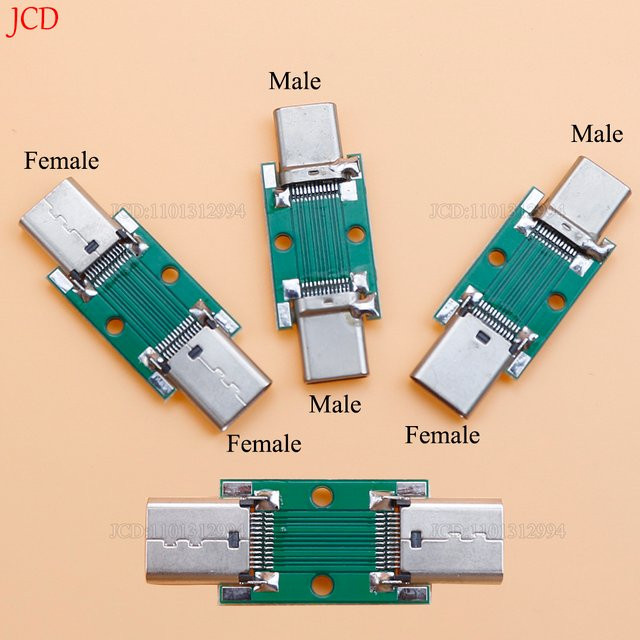 JCD USB 3.1 Typ-C Multifunktions-Testplatine 24-Pin Buchse auf Stecker Hochstrom-Adapter PCB-Platine in Grün - Bild 1