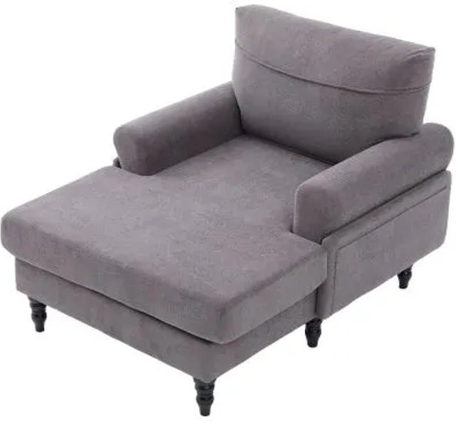 PXloue Sofa Liegestuhl aus Chenille mit Aufbewahrung in Grau - Bild 1