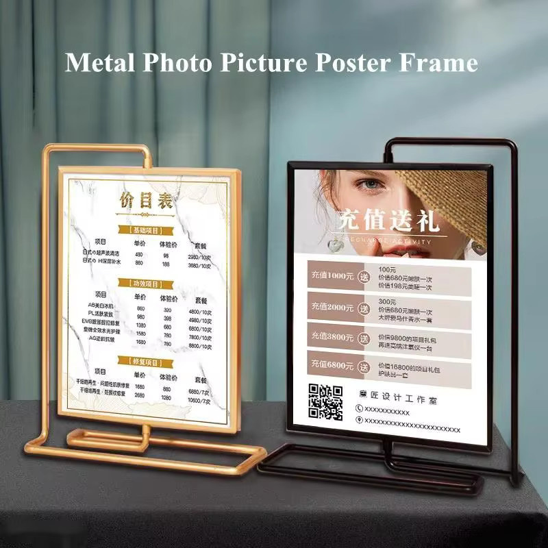Loripos Drehbarer Menü-Schilderhalter aus Metall in Gold, Ausstellungsständer für Papier, Breite: 20,3 cm - Bild 2
