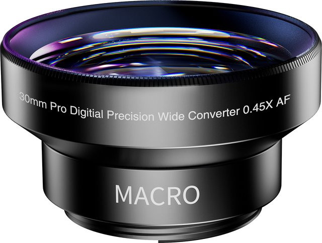TOMLOV Weitwinkel-Präzisionslinse WL01 für digitales Mikroskop, 30 mm Weitwinkel-0,45-faches Konverterobjektiv mit Makroportion Pro in Schwarz - Bild 1