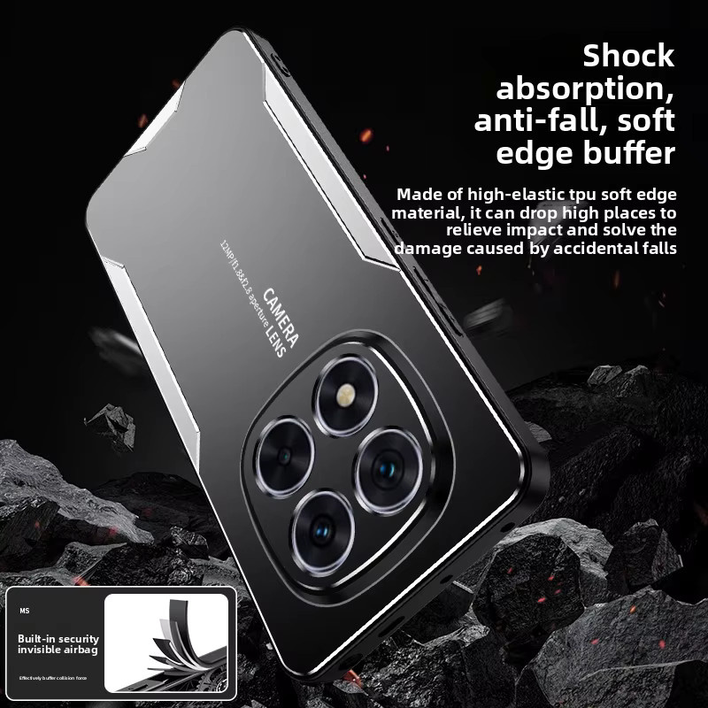 Stoßfeste Silikon-Schutzhülle aus Aluminiumlegierung und Hartmetall für Redmi 14C Note 14 15 Pro Plus 5G 4G in Schwarz und Gold mit mattem Finish - Bild 6
