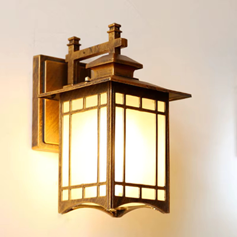 Juhaw Retro Wandlampe aus Metall und Glas in Weiß für Außenbereich, Garten, Balkon und Eingangsbereich - Bild 2