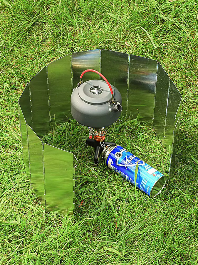 ATUOTIN Windschutz für Outdoor-Kocher aus Aluminiumlegierung mit Aufbewahrungstasche, Silber, 8/10 Platten - Bild 4