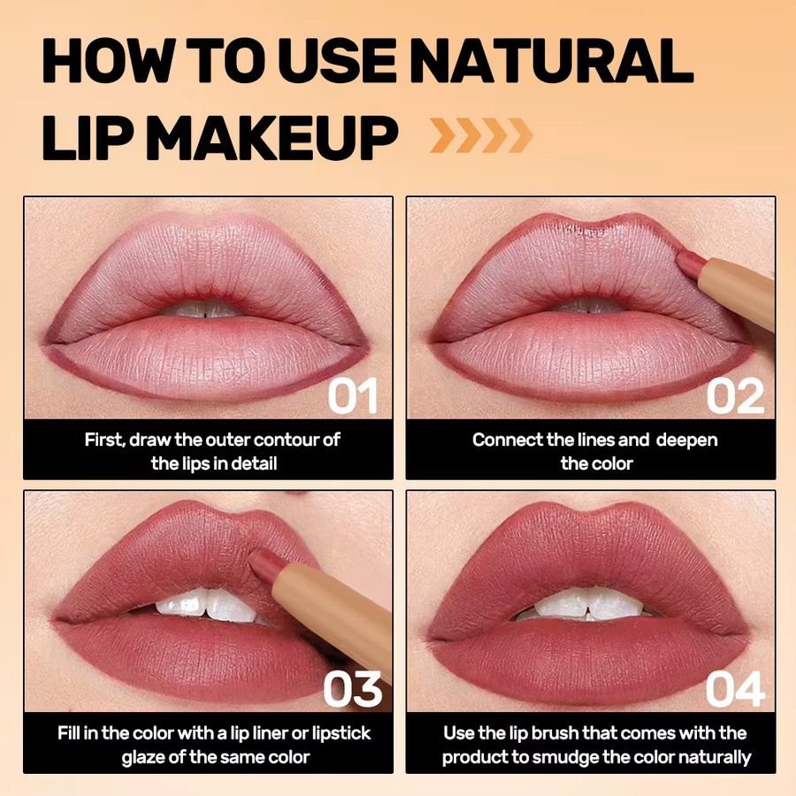 QIBEST 2-in-1 Lippenstift & Pinsel, Matt, Nude, mit Lipliner - Bild 4