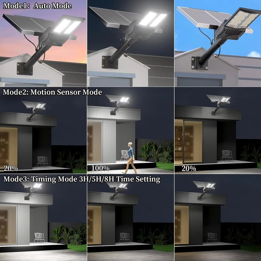 YQCHEZI Solar-Flutlicht aus Aluminium mit Bewegungssensor und Dämmerungssensor, 50000 lm Außenbeleuchtung für Garten und Straße, Schwarz - Bild 3