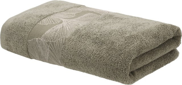 LIVARNO Frottier-Duschtuch aus Baumwolle, gestreift, Grün, B: 70 cm, L: 140 cm - Bild 1