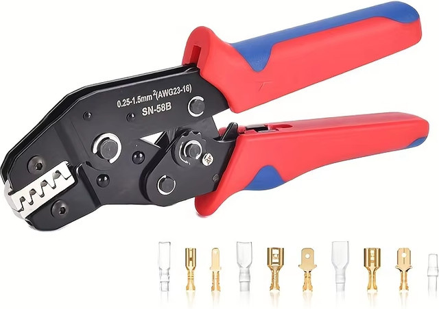 SN-58B Draht-Ratschen-Crimpzange für Dupont Jumper Wire Terminals, Rot, 0,25–1,5 mm2 AWG23–16 - Bild 1