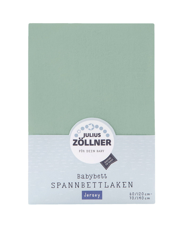 Zöllner Jersey Kinder Spannbetttuch aus Baumwolle in Salbei Grün - Bild 1