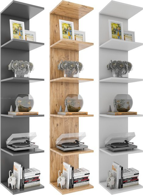 VCM Holzregal Lazas hängend in Braun, modernes Wandregal für Bücher und Aufbewahrung, H x B x T: 180 x 35 x 30 cm - Bild 1