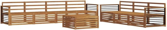 vidaXL Outdoor-Sofagarnitur 8-teilig aus Akazienholz in Natur mit braunen Polstern - Bild 1