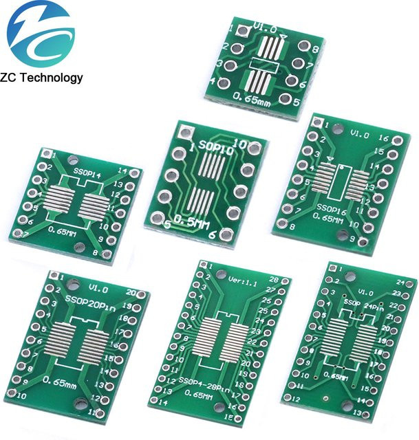 DIP/SMD zu DIP IC Adapter Buchse PCB Converter Platte für SOP8 SOP10 SOP14 SOP16 SOP20 SOP24 SOP28 SOP56 TSSOP SOIC SSOP in Grün - Bild 1