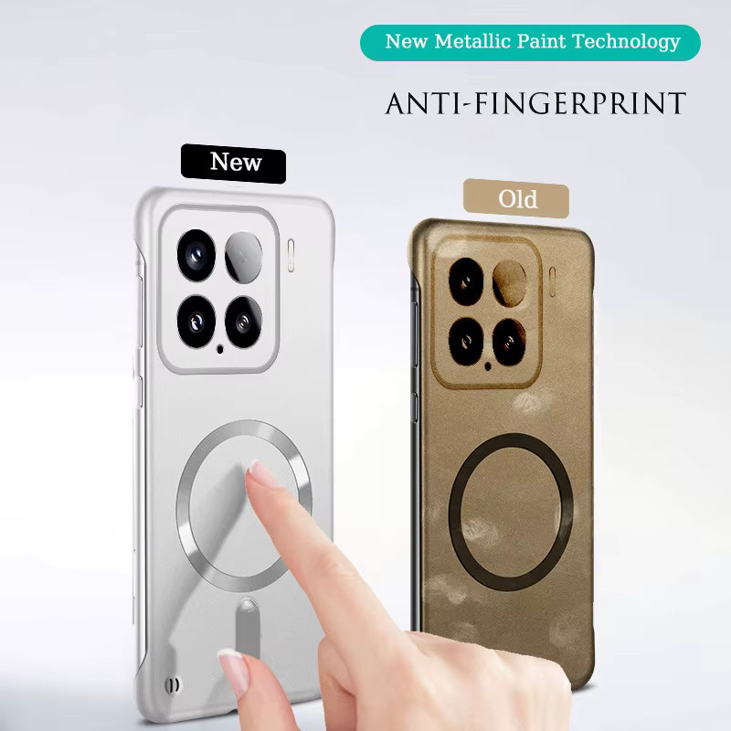 Magnetische Rahmenlose Schutzhülle für Xiaomi in Grau mit kabellosem Laden und harter PC-Stoßstange - Bild 4