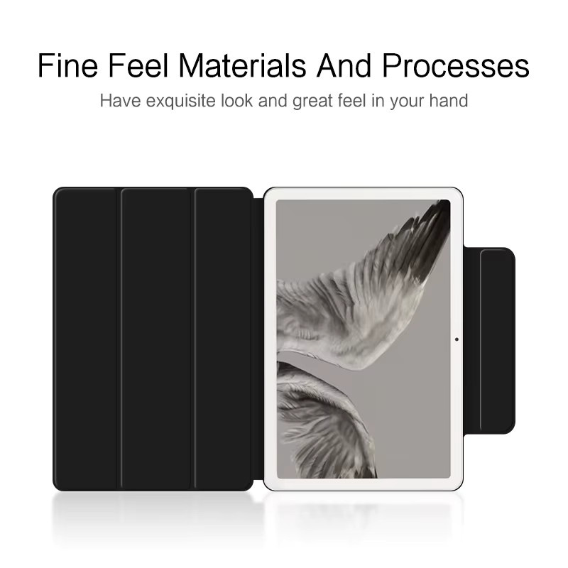 AJIUYU Smart Case für Google Pixel Tablet 2023, Magnetische Buch-Abdeckung aus PU-Leder, Schwarz - Bild 4