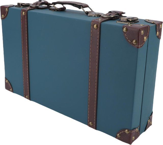 KONNWEI Vintage Koffer im Industrie-Design aus Verbundholz und PU-Leder in Blau - Bild 1