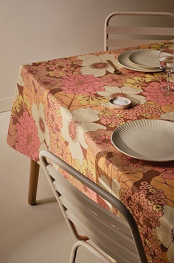 Jotex Tischdecke DANDI in Pink und Multicolour, rechteckig, floral mit Retro-Design, wasserabweisend und abwischbar - Bild 1