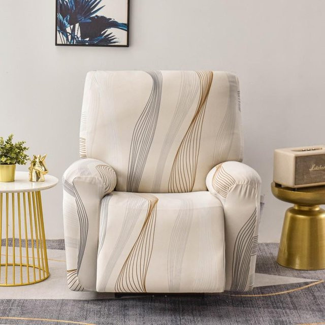 Stretch Sesselhusse Beige als Möbelschutz für Einzelsessel und Schaukelstühle - Bild 1