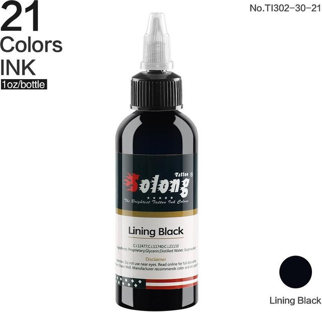 Solong Tattoo Professionelle Tattoo-Tinte, Lining Black, 30 ml - Bild 1