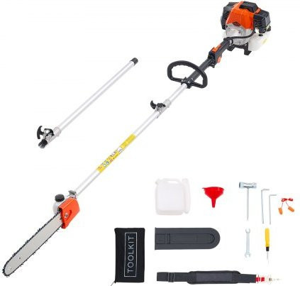 VEVOR Benzin Hochentaster 2-Takt mit 52 ccm, Teleskopsäge in Orange mit 35,6 cm Schwert und 850 ml Kraftstofftank, ausziehbar von 2,2 m bis 2,94 m - Bild 1
