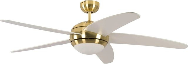 Pepeo Deckenventilator Melton in Messing und Weiß mit Fernbedienung und Beleuchtung, Durchmesser: 132 cm - Bild 1