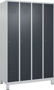 C+P Spind Classic PLUS Garderobenschrank mit 4 Abteilen, Anthrazitgrau und Lichtgrau, B/T/H: 120 x 50 x 195 cm - Bild 1