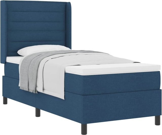 vidaXL Boxspringbett mit Matratze und Kopfteil in Blau, B/T/H: 90 x 200 x 118 cm - Bild 1