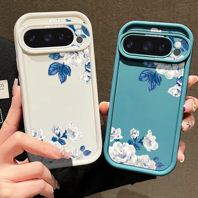 MOESOE Handyhülle mit weißem Blumenmuster für Google Pixel 10 9 8 Pro 7 Pro und weitere Modelle, stoßfeste weiche TPU Abdeckung, Farbe: Weiß - Bild 2