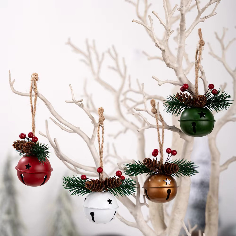 WakaParty Weihnachts-Anhänger mit Jingle Bell und Beerenbaum-Ornament in Rot und Gold - Bild 5