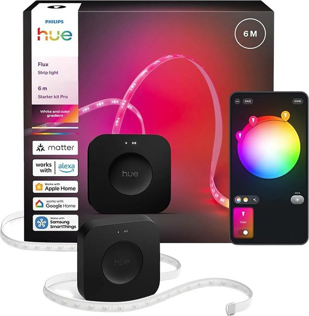 Philips Hue Starterkit LED-Streifen Flux RGBW mit Bridge, 6 m, Multicolour und Weiß - Bild 1