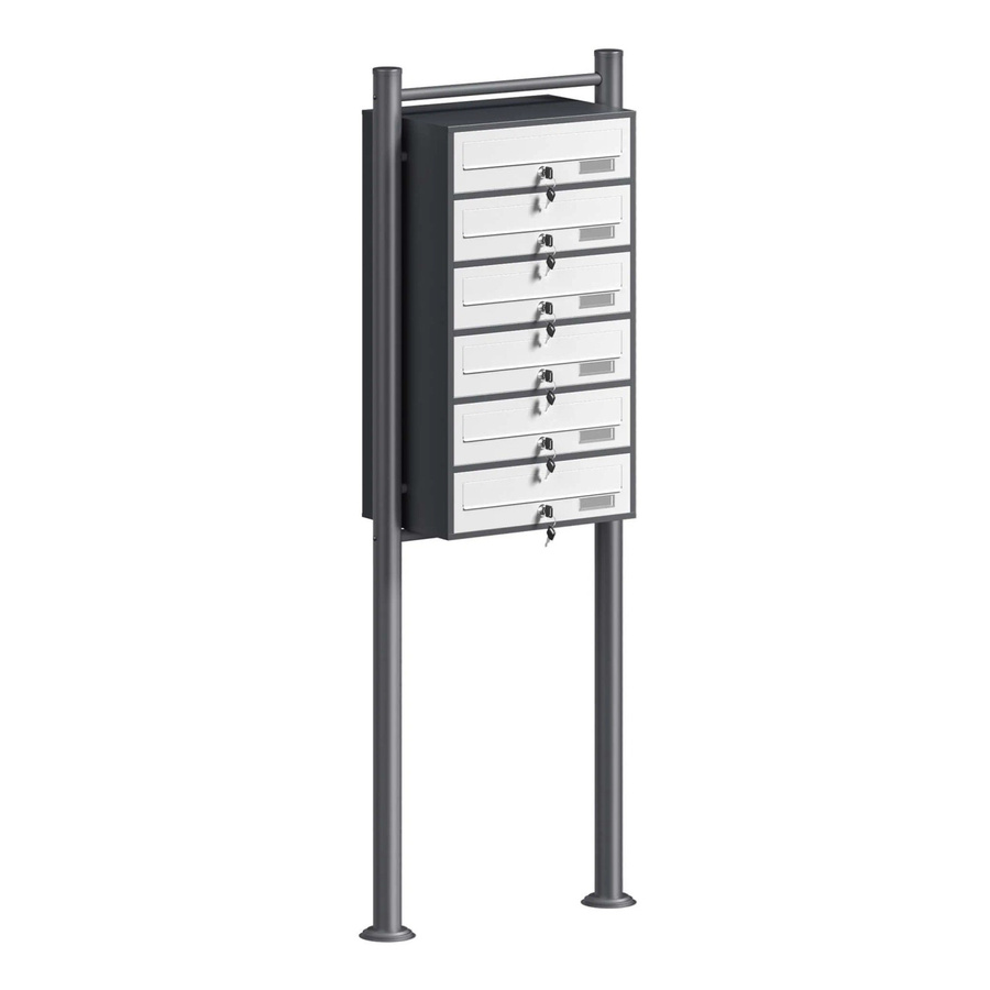 Wiltec Briefkastenanlage mit 6 Briefkästen in Anthrazit und Weiß, H x B x T: 1500 x 556 x 270 mm - Bild 2