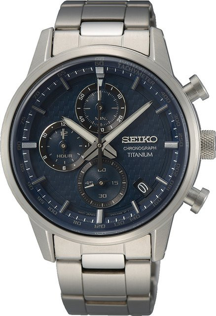 Seiko Chronograph, Titan, Quarz, 42 mm, Herren, Blau, 10 ATM - Bild 1