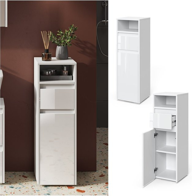 Vicco Midischrank Majest Badschrank Badezimmermöbel Weiß Hochglanz B: 30 cm, H: 96 cm - Bild 1