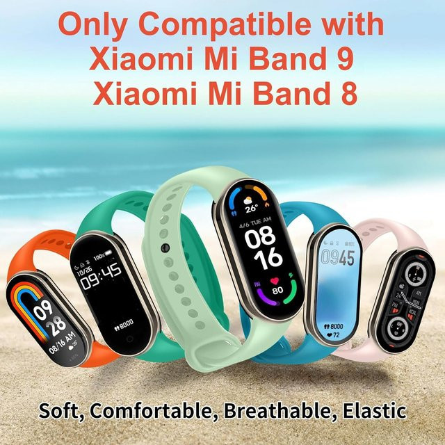 Wasserdichtes Silikonarmband für Xiaomi Mi Band 9 und Mi Band 8 in Rot, Unisex Sportband - Bild 1