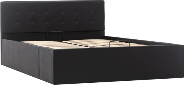 vidaXL Stauraumbett mit Hydraulik in Schwarz aus Kunstleder, B/T/H: 120 x 200 cm - Bild 1