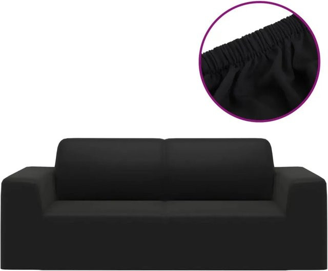 vidaXL Stretch Sofahusse für 2-Sitzer aus Polyester-Jersey in Schwarz - Bild 1