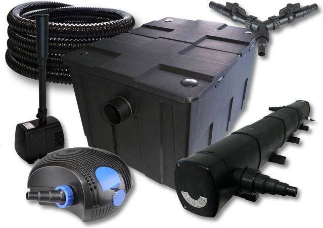Sunsun Teichfilter Set mit 60000L Klärer, 72W Pumpe und Schlauch für Springbrunnen in Schwarz - Bild 1